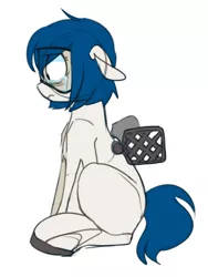 Size: 526x699 | Tagged: artist:redxbacon, crying, derpibooru import, female, goggles, gridfins, oc, oc:merlin, original species, rocket pony, safe, simple background, spacex, unofficial characters only, white background