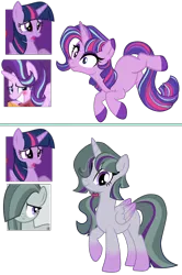 Size: 1492x2249 | Tagged: safe, artist:xxmissteaxx, derpibooru import, marble pie, starlight glimmer, twilight sparkle, twilight sparkle (alicorn), oc, alicorn, pony, unicorn, colored wings, colored wingtips, female, magical lesbian spawn, mare, offspring, parent:marble pie, parent:starlight glimmer, parent:twilight sparkle, parents:twimarble, parents:twistarlight, simple background, transparent background