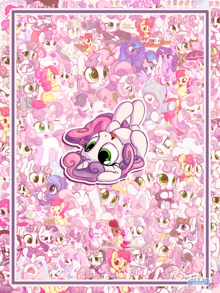 Size: 1100x1467 | Tagged: safe, artist:bobdude0, derpibooru import, apple bloom, hondo flanks, parasol, princess luna, rarity, scootaloo, sweetie belle, twilight sparkle, twilight sparkle (alicorn), alicorn, pony, unicorn, :p, blushing, clothes, crying, cutie mark crusaders, female, filly, glasses, glowing horn, hat, hoodie, magic, mare, on back, silly, telekinesis, tongue out