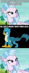 Size: 530x1321 | Tagged: derpibooru import, edit, edited screencap, fourth wall, gallus, meme, mirrored image, safe, school daze, screencap, screencap comic, silverstream