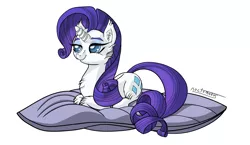 Size: 2200x1280 | Tagged: safe, artist:noctomaeus, derpibooru import, rarity, pony, unicorn, behaving like a cat, female, mare, pillow, ponyloaf, solo