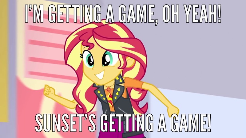 Size: 1024x576 | Tagged: safe, derpibooru import, edit, edited screencap, screencap, sunset shimmer, a fine line, equestria girls, equestria girls series, gamer sunset, happy, mall, meme, running