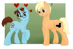 Size: 1024x694 | Tagged: acracebest, artist:cadetredshirt, clueless, derpibooru import, disney, female, glasses, heart, looking at each other, male, oc, oc:acracebest, oc:toodles, oc x oc, romance, safe, shipping, simple background, straight, unofficial characters only