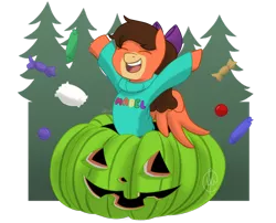 Size: 1024x827 | Tagged: safe, artist:cadetredshirt, derpibooru import, oc, oc:jessica, pegasus, pony, crossover, food, gravity falls, halloween, halloween costume, holiday, mabel pines, simple background, solo, summerween, transparent background, watermelon, ych result