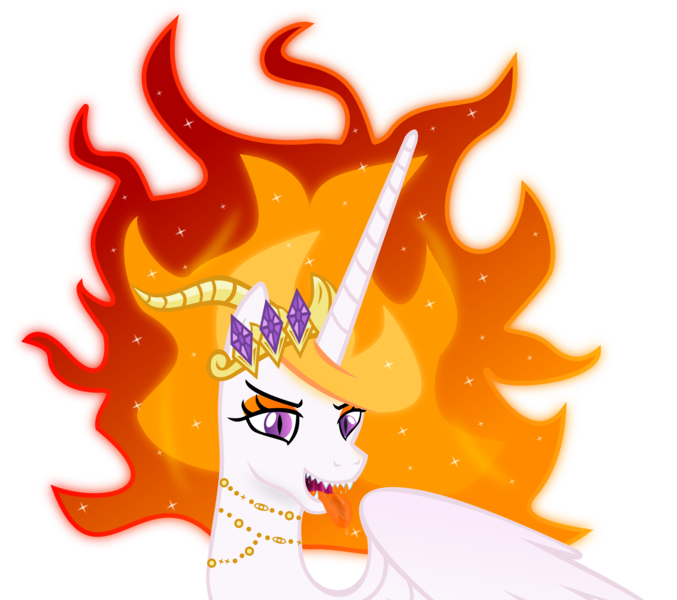 Size: 7850x6953 | Tagged: safe, artist:emu34b, derpibooru import, nightmare star, alicorn, absurd resolution, drool, kitchen eyes, mane of fire, mawshot, open mouth, sharp teeth, simple background, solo, teeth, tongue out, transparent background, vector