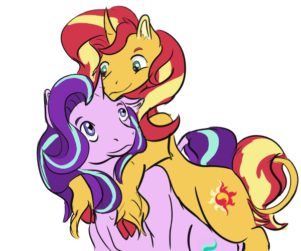 Size: 600x500 | Tagged: safe, artist:cmgm-gem, derpibooru import, starlight glimmer, sunset shimmer, pony, equestria girls, female, hoers, lesbian, ponies riding ponies, shimmerglimmer, shipping, simple background, transparent background, unshorn fetlocks