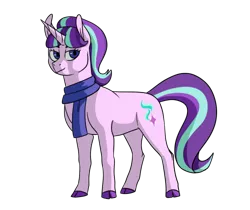 Size: 500x420 | Tagged: safe, artist:animalstamp, derpibooru import, starlight glimmer, pony, unicorn, clothes, cloven hooves, cutie mark, female, mare, scarf, simple background, solo, transparent background