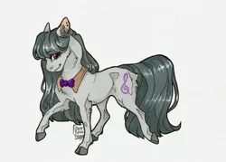 Size: 1024x734 | Tagged: safe, artist:biakela, derpibooru import, octavia melody, earth pony, pony, bowtie, cloven hooves, cutie mark, female, hoers, mare, marker drawing, realistic anatomy, realistic horse legs, simple background, smiling, solo, traditional art, white background
