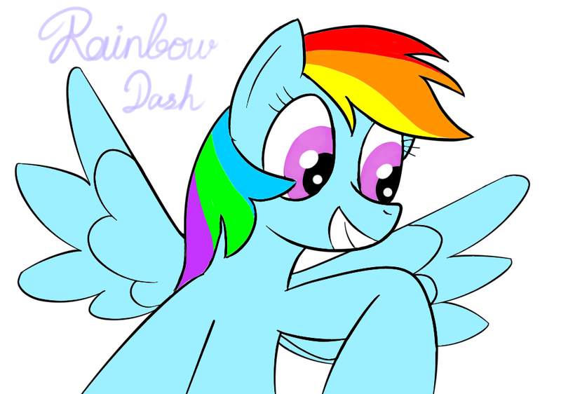 Size: 1000x702 | Tagged: artist:twinblade edge, derpibooru import, grin, handwriting, rainbow dash, safe, smiling, spread wings, wings, wip