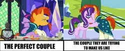 Size: 2201x900 | Tagged: safe, derpibooru import, edit, edited screencap, screencap, starlight glimmer, sunburst, twilight sparkle, twilight sparkle (alicorn), alicorn, the crystalling, uncommon bond, drama, female, male, meme, opinion, shipping, starburst, straight, twiburst