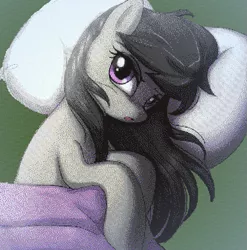 Size: 833x843 | Tagged: safe, artist:askaniz, artist:johnjoseco, derpibooru import, octavia melody, earth pony, pony, cover, crossover, minecraft, minecraft pixel art, morning ponies, pillow, pixel art, solo