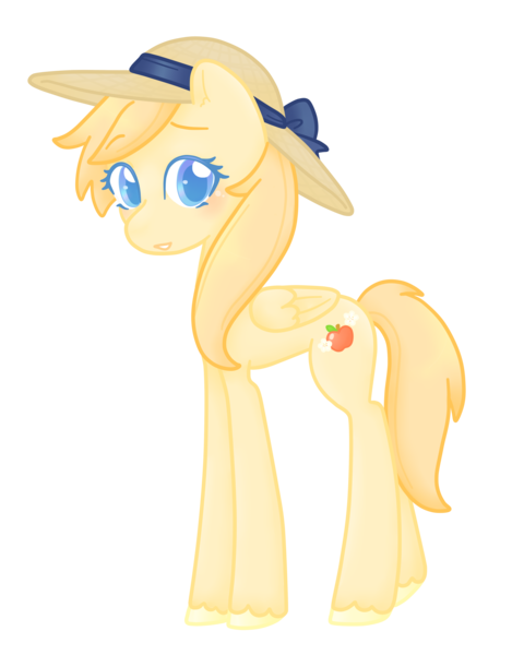 Size: 4000x5000 | Tagged: safe, artist:cupig, derpibooru import, oc, oc:autumn gold, unofficial characters only, pegasus, pony, absurd resolution, colored pupils, female, hat, mare, offspring, parent:big macintosh, parent:fluttershy, parents:fluttermac, simple background, solo, sun hat, transparent background, unshorn fetlocks