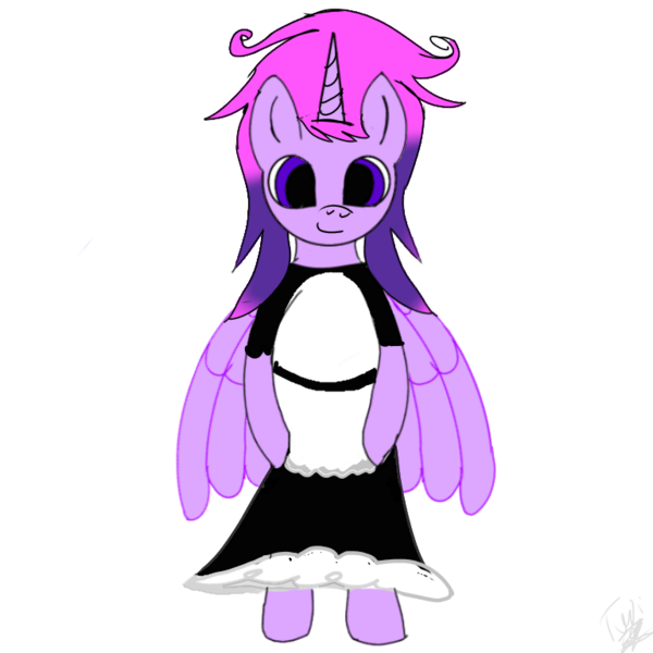 Size: 768x768 | Tagged: artist:wonderschwifty, clothes, derpibooru import, maid, oc, oc:wonder sparkle, safe, simple background, smiling, solo, transparent background, unofficial characters only