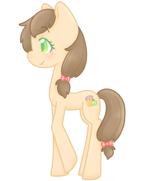 Size: 4000x5000 | Tagged: safe, artist:cupig, derpibooru import, oc, oc:apple jam, unofficial characters only, earth pony, pony, absurd resolution, bow, colored pupils, female, hair bow, mare, offspring, parent:applejack, parent:caramel, parents:carajack, simple background, solo, tail bow, transparent background