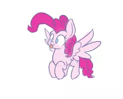 Size: 1500x1200 | Tagged: safe, artist:heir-of-rick, derpibooru import, pinkie pie, pegasus, pony, :p, female, mare, pegasus pinkie pie, ponk, race swap, silly, simple background, solo, tongue out, white background, wings