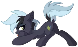 Size: 1542x927 | Tagged: artist needed, source needed, suggestive, derpibooru import, oc, oc:flitter night, pony, bedroom eyes, cheek fluff, dock, ear fluff, female, looking back, mare, plot, simple background, solo, tongue out, transparent background