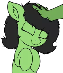 Size: 1812x2091 | Tagged: safe, artist:smoldix, derpibooru import, oc, oc:anon, oc:anonfilly, earth pony, pony, adorable face, adoranon, cute, disembodied hand, ear fluff, eyes closed, female, filly, hand, head pat, hooves to the chest, image, pat, png, simple background, smiling, solo focus, transparent background