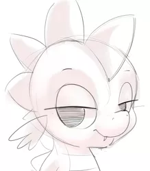 Size: 2252x2567 | Tagged: artist:gsphere, derpibooru import, dragon, fangs, lidded eyes, monochrome, safe, simple background, sketch, smiling, solo, spike, white background