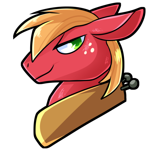 Size: 3600x3600 | Tagged: safe, artist:draikinator, derpibooru import, big macintosh, pony, bust, harness, looking at you, male, simple background, smiling, solo, stallion, tack, transparent background