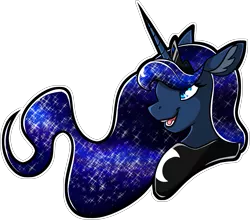 Size: 3265x2875 | Tagged: safe, artist:draikinator, derpibooru import, princess luna, pony, bust, ear fluff, ethereal mane, female, jewelry, mare, open mouth, regalia, simple background, solo, starry mane, transparent background