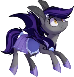 Size: 1196x1253 | Tagged: safe, artist:sararini, derpibooru import, oc, unofficial characters only, bat pony, pony, armor, bat pony oc, big ears, commission, female, hairpin, mare, night guard, simple background, smiling, solo, spread wings, transparent background, wings