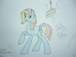 Size: 4320x3240 | Tagged: safe, artist:thr3eguess3s, derpibooru import, oc, oc:party cake, earth pony, pony, female, mare, parent:carrot cake, parent:cup cake, solo, traditional art