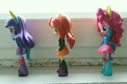 Size: 6000x4000 | Tagged: safe, artist:artofmagicpoland, derpibooru import, pinkie pie, sunset shimmer, twilight sparkle, twilight sparkle (alicorn), alicorn, equestria girls, doll, equestria girls minis, fourth wall, irl, photo, toy, xk-class end-of-the-world scenario