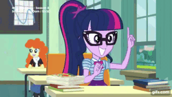 Size: 640x360 | Tagged: safe, derpibooru import, screencap, blueberry cake, captain planet, rainbow dash, sci-twi, twilight sparkle, equestria girls, equestria girls series, the last day of school, animated, breaking the fourth wall, fourth wall, geode of super speed, geode of telekinesis, gif, magical geodes