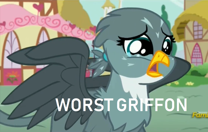 Size: 1118x708 | Tagged: safe, derpibooru import, gabby, gryphon, downvote bait, gabbuse, sad, worst pony