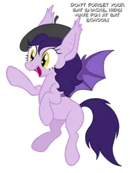 Size: 624x832 | Tagged: safe, artist:dosey--doe, derpibooru import, oc, unofficial characters only, bat pony, pony, beret, hat, motherly, simple background, solo, transparent background