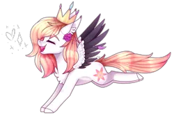 Size: 2596x1755 | Tagged: safe, artist:honeybbear, derpibooru import, oc, oc:ember, pegasus, pony, crown, jewelry, regalia, simple background, solo, transparent background, two toned wings