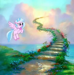 Size: 498x506 | Tagged: artist:gollum123, classical hippogriff, derpibooru import, edit, heaven, hippogriff, led zeppelin, safe, season 8, silverstream, spoiler:s08, stairs, stairs are awesome, stairway to heaven, that hippogriff sure does love stairs, vector
