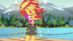 Size: 1920x1080 | Tagged: safe, derpibooru import, screencap, sunset shimmer, equestria girls, legend of everfree, camp everfree, embrace the magic, singing, solo