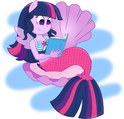 Size: 6913x6631 | Tagged: safe, artist:sugar-loop, derpibooru import, part of a set, sci-twi, twilight sparkle, mermaid, equestria girls, my little pony: the movie, absurd resolution, book, clothes, female, fin wings, loose hair, mermaid sci-twi, mermaid tail, mermaidized, reading, seaponified, seapony sci-twi, simple background, solo, species swap, transparent background