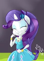 Size: 1522x2121 | Tagged: safe, artist:catlion3, derpibooru import, rarity, anthro, unicorn, equestria girls, equestria girls series, text support, text support: rarity, cute, equestria girls outfit, etc, female, geode of shielding, magical geodes, mare, raribetes, solo