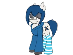 Size: 2048x1536 | Tagged: safe, artist:aquaholicsanonymous, derpibooru import, oc, oc:merlin, ponified, unofficial characters only, original species, pony, rocket pony, clothes, cute, detatched gridfins, ear fluff, female, hoodie, mare, ncmares bait, rocket, simple background, socks, solo, spacex, striped socks, transparent background