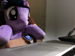 Size: 3088x2320 | Tagged: apple watch, derpibooru import, human, irl, irl human, photo, plushie, safe, twilight sparkle