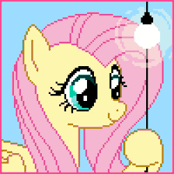 Size: 300x300 | Tagged: animated, artist:imreer, changeling, commission, derpibooru import, disguise, disguised changeling, fake fluttershy, fluttershy, grin, light switch, pixel art, safe, smiling, ych result