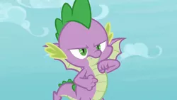 Size: 1920x1080 | Tagged: confident, derpibooru import, dragon, male, molt down, not a leak, promo, safe, screencap, solo, spike, winged spike, wings