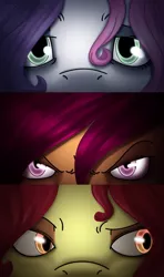 Size: 1920x3240 | Tagged: safe, artist:stuflox, derpibooru import, apple bloom, scootaloo, sweetie belle, pony, the count of monte rainbow, albert de morcef, angry, bags under eyes, crossover, cutie mark crusaders, female, musical, rule 63, sad, scootabert, scooteroll, the count of monte cristo, trio