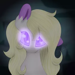 Size: 3000x3000 | Tagged: safe, artist:itssopanda, derpibooru import, oc, oc:feather paint, oc:panda, pony, bust, female, glowing eyes, high res, mare, portrait, solo