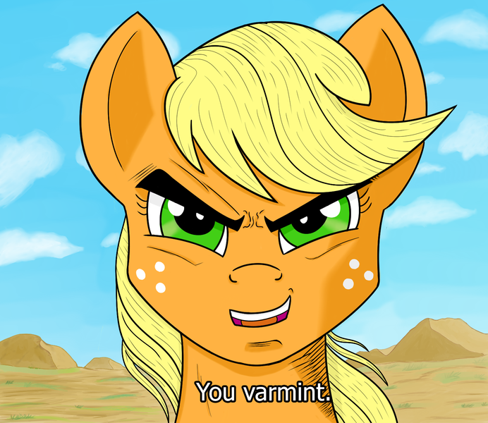 Size: 1500x1300 | Tagged: safe, artist:blastjango, derpibooru import, applejack, earth pony, pony, /mlp/, dragon ball z, female, gohan, mare, ponified meme, reaction image, solo