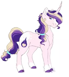 Size: 1915x2138 | Tagged: safe, artist:mah521, derpibooru import, oc, oc:nova andromeda, pony, unicorn, cloven hooves, curved horn, female, mare, offspring, parent:princess cadance, parent:shining armor, parents:shiningcadance, simple background, solo, white background