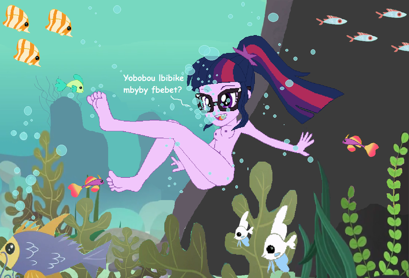 Size: 1210x824 | Tagged: questionable, artist:charliexe, artist:egskinnydippers101, derpibooru import, edit, sci-twi, twilight sparkle, fish, equestria girls, aquaphilia, ass, barefoot, blowing bubbles, breasts, bubble, feet, fetish, foot fetish, gurgling, image, ms paint, nipples, nudity, ocean, png, show accurate, show accurate porn, skinny dipping, toes, underfoot, underwater