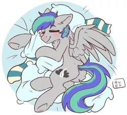 Size: 2994x2732 | Tagged: artist:ruef, clothes, cute, derpibooru import, male, oc, oc:storm feather, pillow, safe, scarf, sleeping, solo, stallion, unofficial characters only