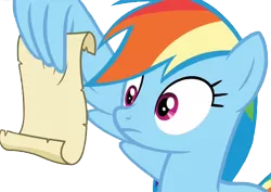 Size: 1140x808 | Tagged: background removed, derpibooru import, grannies gone wild, rainbow dash, rainbow dash reading a scroll, reading, safe, screencap, scroll, simple background, transparent background, wing hold