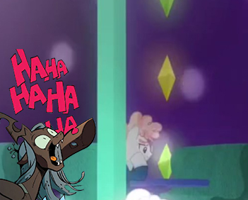 Size: 351x282 | Tagged: changeling, changeling queen, chrysalis laughs at your misery, cropped, derpibooru import, edit, edited screencap, exploitable meme, female, grannies gone wild, idw, meme, obligatory pony, queen chrysalis, safe, screencap, svengallop