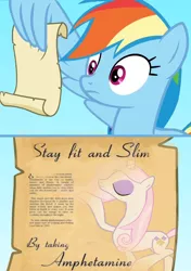 Size: 1140x1616 | Tagged: derpibooru import, drugs, exploitable meme, fleur-de-lis, meme, meth, rainbow dash, rainbow dash reading a scroll, safe, wing hands