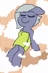 Size: 734x1100 | Tagged: safe, artist:threetwotwo32232, derpibooru import, limestone pie, earth pony, pony, 30 minute art challenge, female, mare, solo, steam, steam bath, towel