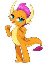 Size: 1849x2620 | Tagged: artist:maren, claws, derpibooru import, dragon, dragoness, dragon wings, fangs, female, lidded eyes, open mouth, pointing at self, safe, school daze, season 8, simple background, smolder, solo, transparent background, vector, wings